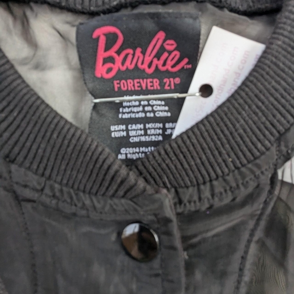 2014 Barbie X Forever 21 Black & White Sheer Doll Varsity Snap Up Jacket - Picture 6 of 6